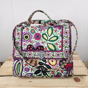 Faux Vera Bradley Flower Print Handbag W/Short & Long Handle